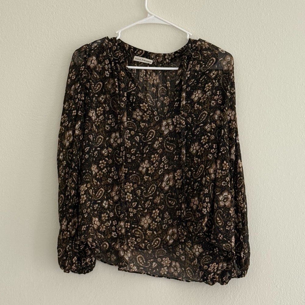 Ulla Johnson Black and Brown Floral Skirt